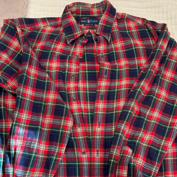 Ralph Lauren Men's Red and Green Plaid Shirt - Picture 1 of 4